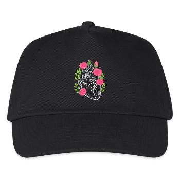 Menschliches Herz Blumen Kardiologe - Kinder Basecap - Schwarz - Vorne