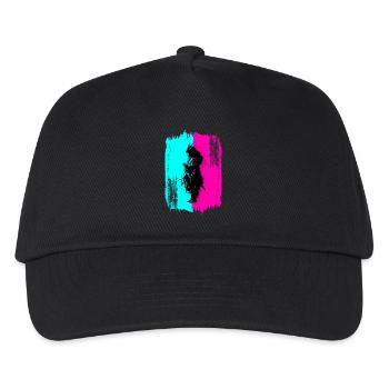 Black Samurai In A Turquoise And Pink Frame - Kids’ Baseball Cap - black - Front