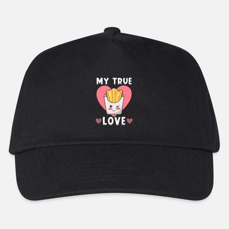 Pommes Kawaii Pommes Essen Liebe - Kinder Basecap - Schwarz
