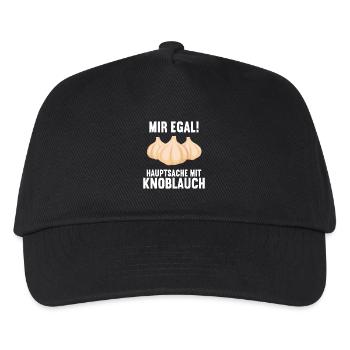 Mir egal Hauptsache mit Knoblauch Lustiges - Kinder Basecap - Schwarz - Vorne