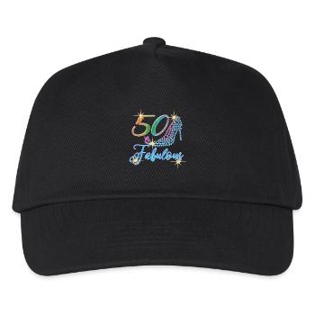 50. Geburtstag - 50 & Fabulous Turning Fifty Bday - Kinder Basecap - Schwarz - Vorne