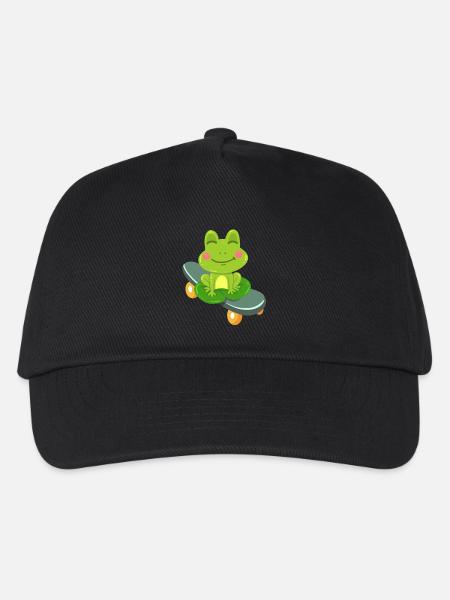 Frosch Skateboard Kawaii - Kinder Basecap - Schwarz