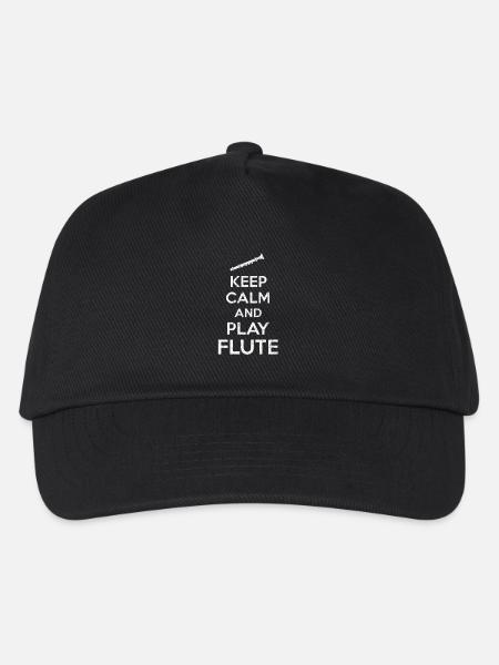 Flöte Keep Calm Spruch - Kinder Basecap - Schwarz