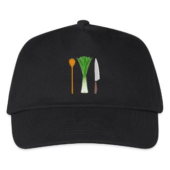 Leeks Vegetarian Cooking Wooden Spoon Job Professions - Kids’ Baseball Cap - black - Front