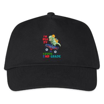 Bereit, den Dinosaurier-Monstertruck der 2. Klasse zu zerschmettern - Kinder Basecap - Schwarz - Vorne