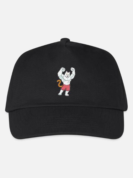 Katze Bodybuilder Bodybuilding Sport - Kinder Basecap - Schwarz