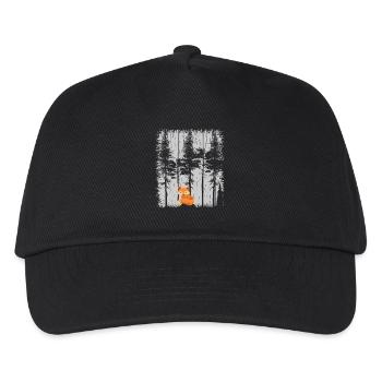 Süßer Fuchs im Wald Retro Muster Vintage Baum Wald - Kinder Basecap - Schwarz - Vorne