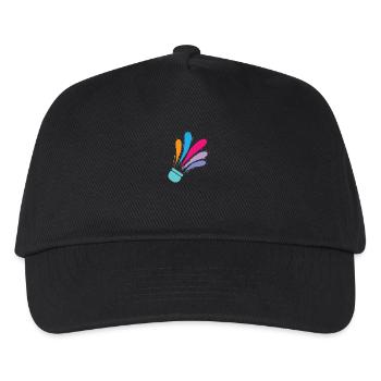 bunter Federball Badminton Federball Sport - Kinder Basecap - Schwarz - Vorne