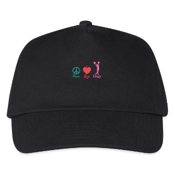 Peace Love Cheer Cheerleader Sport turnen anfeuern - Kinder Basecap - Schwarz - Vorne