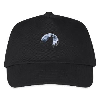 Wolf howls moon - Wolf's silhouette - Kids’ Baseball Cap - black - Front