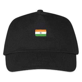 Indien Herzschlag Flagge Vintage Indien - Kinder Basecap - Schwarz - Vorne