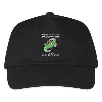 Bücher Drache Drachen - Kinder Basecap - Schwarz - Vorne