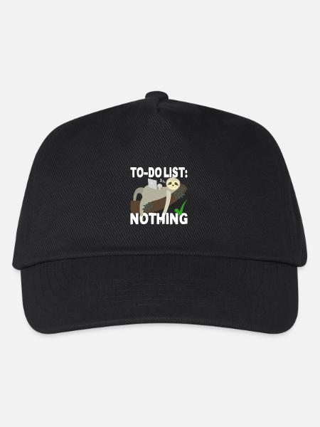 To-Do List Nothing Todo Liste Nichts Faultier Faul - Kinder Basecap - Schwarz