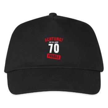 Achtung Ich bin jetzt 70 Fragile 70. Geburtstag - Kinder Basecap - Schwarz - Vorne