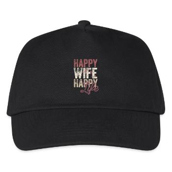 Happy Wife Happy Life - Kids’ Baseball Cap - black - Front