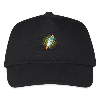 Mond Rakete Raumschiff Comic Flugkörper - Kinder Basecap - Schwarz - Vorne