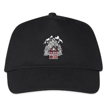 Wald Haus Hütte Winter Tannen Romantisch - Kinder Basecap - Schwarz - Vorne