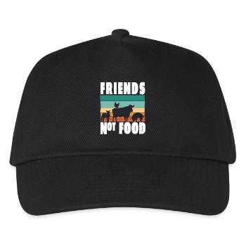 Vegan Vegetarisch Friends not Food Tierschutz - Kinder Basecap - Schwarz - Vorne