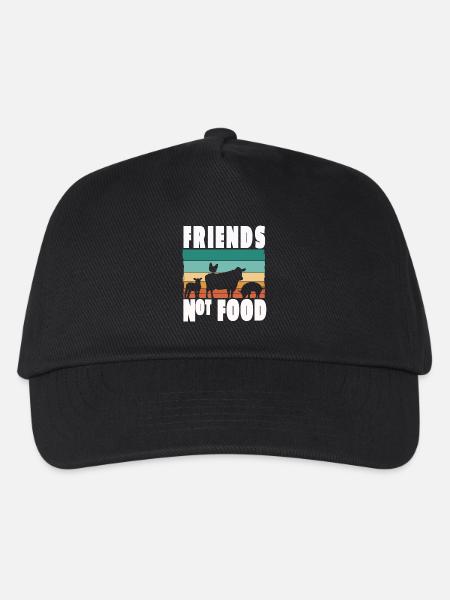 Vegan Vegetarisch Friends not Food Tierschutz - Kinder Basecap - Schwarz