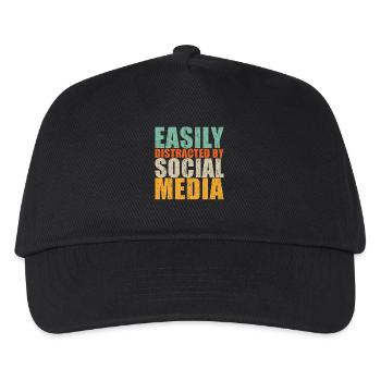 Social Media Spruch - Kinder Basecap - Schwarz - Vorne