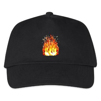 Feuer Flamme Feuerball Inferno Brand brennen - Kinder Basecap - Schwarz - Vorne
