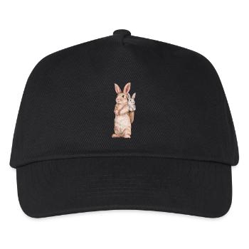 Hase Kaninchen Schlappohr Osterhase Hasenmama - Kinder Basecap - Schwarz - Vorne