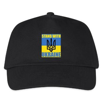 Stand mit Ukraine Flagge Dreizack Unterstützung Trikot - Kinder Basecap - Schwarz - Vorne