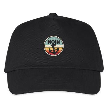 Moin Anker Plattdeutsch Ostfriesland Küste Nordsee - Kinder Basecap - Schwarz - Vorne