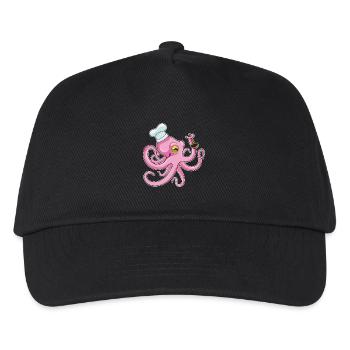 Krake Koch Kochlöffel Kochen - Kinder Basecap - Schwarz - Vorne