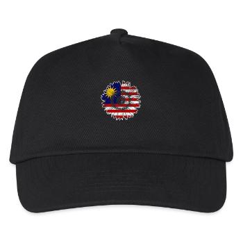 Malaysia Flagge Sonnenblume - Kinder Basecap - Schwarz - Vorne