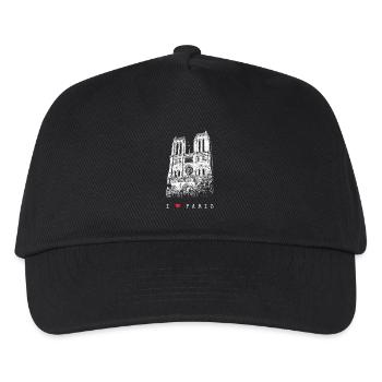 Notre Dame Paris Skyline Frankreich I Love Paris - Kinder Basecap - Schwarz - Vorne