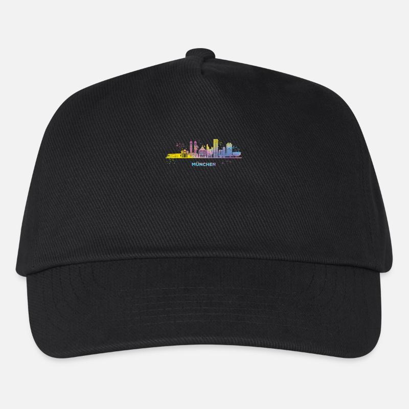 München Skyline Bunt Münchener Frauenkirche - Kinder Basecap - Schwarz