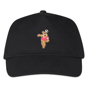 Bär Fußballspieler Fußball - Kinder Basecap - Schwarz - Vorne