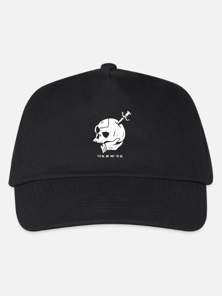 Totenkopf mit Dolch und Hamlet Zitat - Kinder Basecap - Schwarz