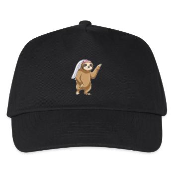 Faultier Braut Schleier Hochzeit - Kinder Basecap - Schwarz - Vorne