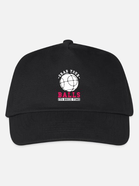 Bocce Boule Grab your Balls it is Bocce Time - Kinder Basecap - Schwarz
