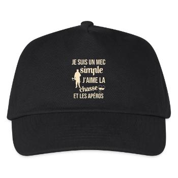 Un mec Simple J'aime la Chasse et les Apéros - Casquette de baseball Enfant - noir - Devant