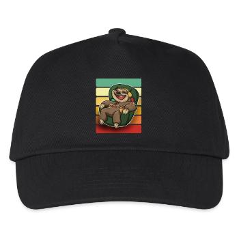Faultier Sessel Pizza - Kinder Basecap - Schwarz - Vorne