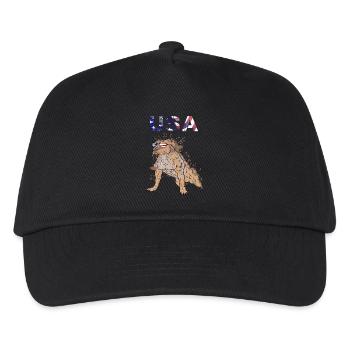 Staffordshire Bullterrier mit USA Sonnenbrille - Kinder Basecap - Schwarz - Vorne