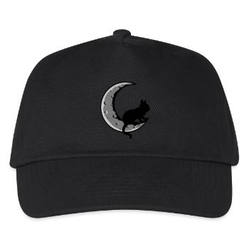 Sichel Mond Schwarze Katze - Kinder Basecap - Schwarz - Vorne