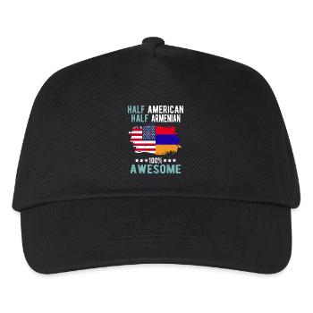 Halb Amerikaner Halb Armenier - Kinder Basecap - Schwarz - Vorne