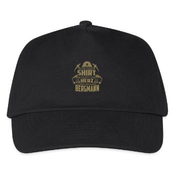 Bergmannn Shirt das Herz eines stolzen Bergmann - Kinder Basecap - Schwarz - Vorne