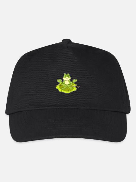 Frosch Yoga Fitness Meditation - Kinder Basecap - Schwarz