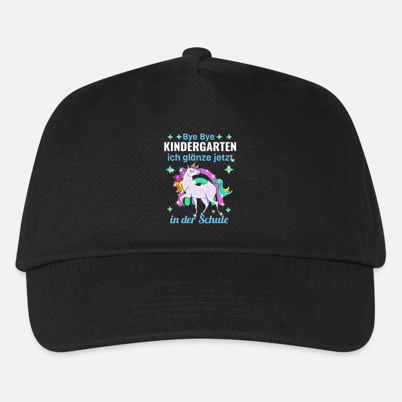 Bye Bye Kindergarten Glitzer Einhorn Einschulung - Kinder Basecap - Schwarz