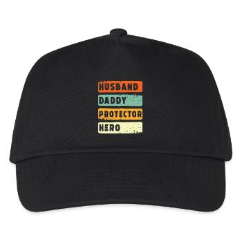 Husband Papa Protector Hero - Kids’ Baseball Cap - black - Front