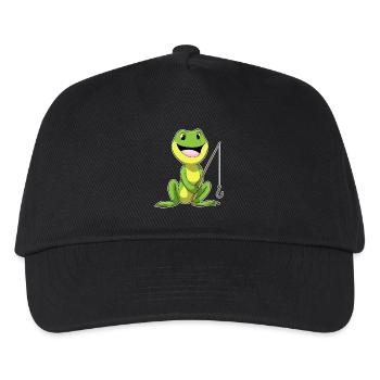 Frosch Angler Angelrute Angeln - Kinder Basecap - Schwarz - Vorne