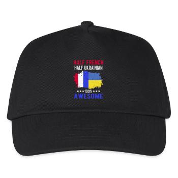 Halb Franzose Halb Ukrainer - Kinder Basecap - Schwarz - Vorne