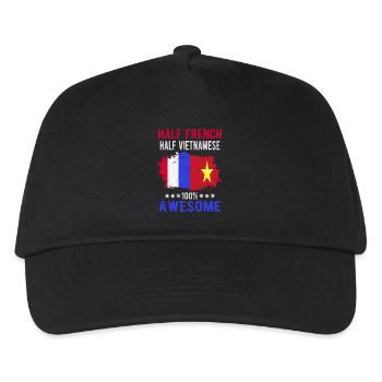 Halb Franzose Halb Vietnamese - Kinder Basecap - Schwarz - Vorne