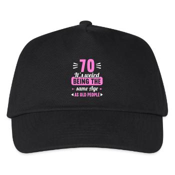 Strange at the same age as old 70th birthday - Kids’ Baseball Cap - black - Front