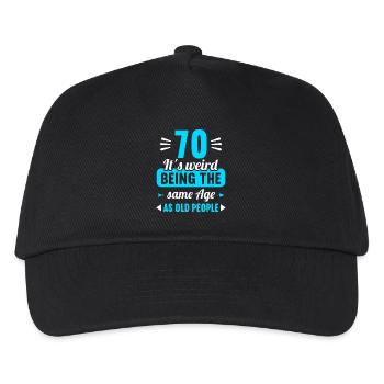 Strange at the same age as old 70th birthday - Kids’ Baseball Cap - black - Front